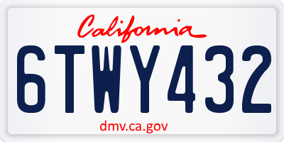 CA license plate 6TWY432