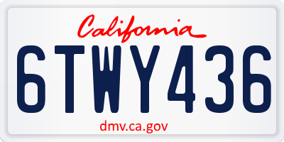 CA license plate 6TWY436