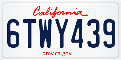 CA license plate 6TWY439