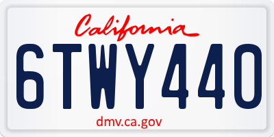 CA license plate 6TWY440
