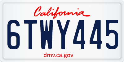 CA license plate 6TWY445