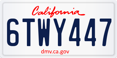 CA license plate 6TWY447
