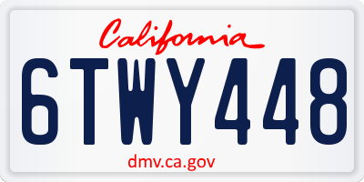 CA license plate 6TWY448