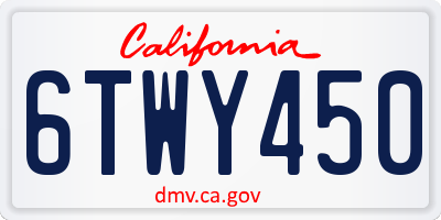 CA license plate 6TWY450