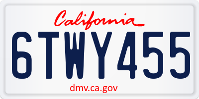 CA license plate 6TWY455