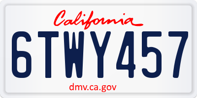 CA license plate 6TWY457