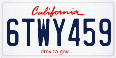 CA license plate 6TWY459