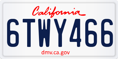 CA license plate 6TWY466
