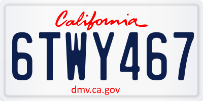 CA license plate 6TWY467