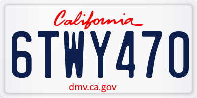 CA license plate 6TWY470