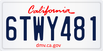 CA license plate 6TWY481
