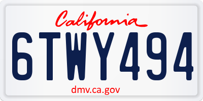 CA license plate 6TWY494