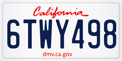CA license plate 6TWY498