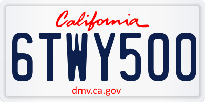 CA license plate 6TWY500