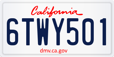 CA license plate 6TWY501