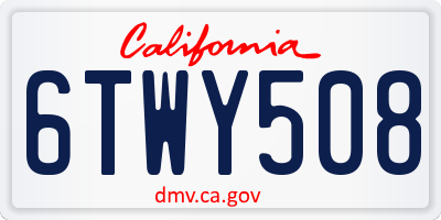 CA license plate 6TWY508