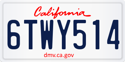 CA license plate 6TWY514