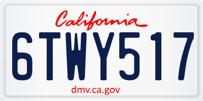 CA license plate 6TWY517
