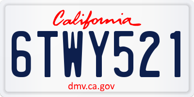 CA license plate 6TWY521