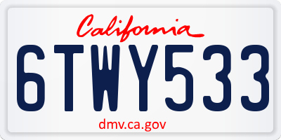 CA license plate 6TWY533