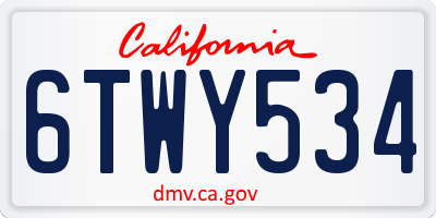 CA license plate 6TWY534