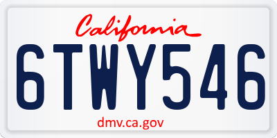 CA license plate 6TWY546
