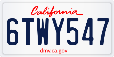 CA license plate 6TWY547
