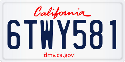 CA license plate 6TWY581