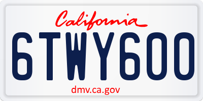 CA license plate 6TWY600
