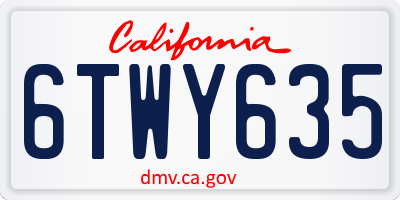 CA license plate 6TWY635