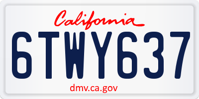 CA license plate 6TWY637
