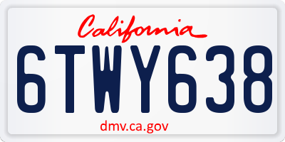 CA license plate 6TWY638