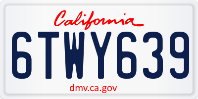 CA license plate 6TWY639