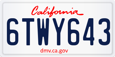 CA license plate 6TWY643