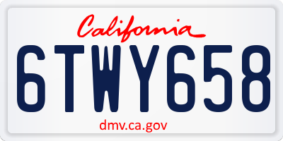 CA license plate 6TWY658