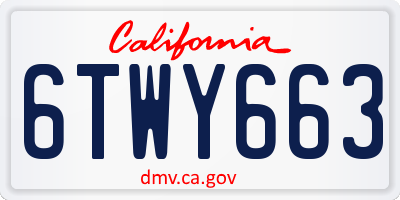 CA license plate 6TWY663