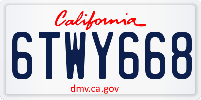 CA license plate 6TWY668