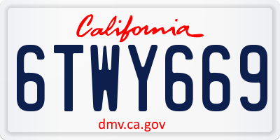 CA license plate 6TWY669