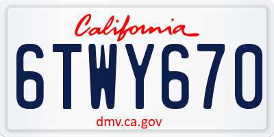 CA license plate 6TWY670