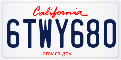 CA license plate 6TWY680