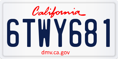 CA license plate 6TWY681