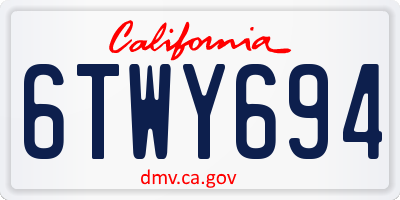 CA license plate 6TWY694
