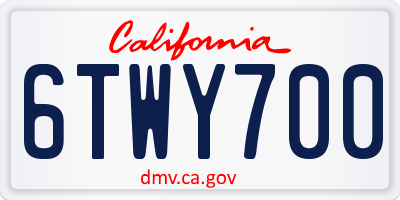 CA license plate 6TWY700