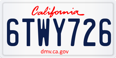 CA license plate 6TWY726
