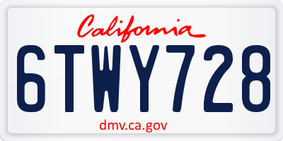 CA license plate 6TWY728