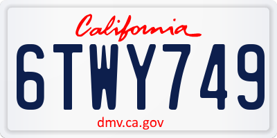 CA license plate 6TWY749