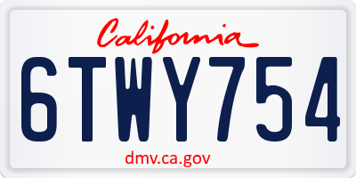 CA license plate 6TWY754