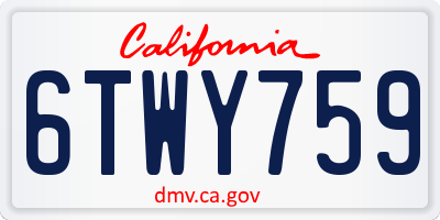 CA license plate 6TWY759