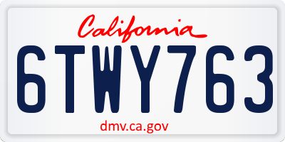 CA license plate 6TWY763