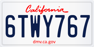 CA license plate 6TWY767